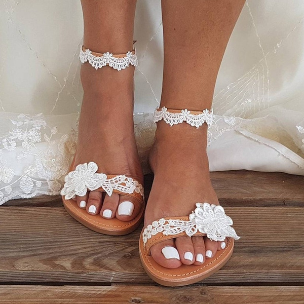 Lace best sale flip flops