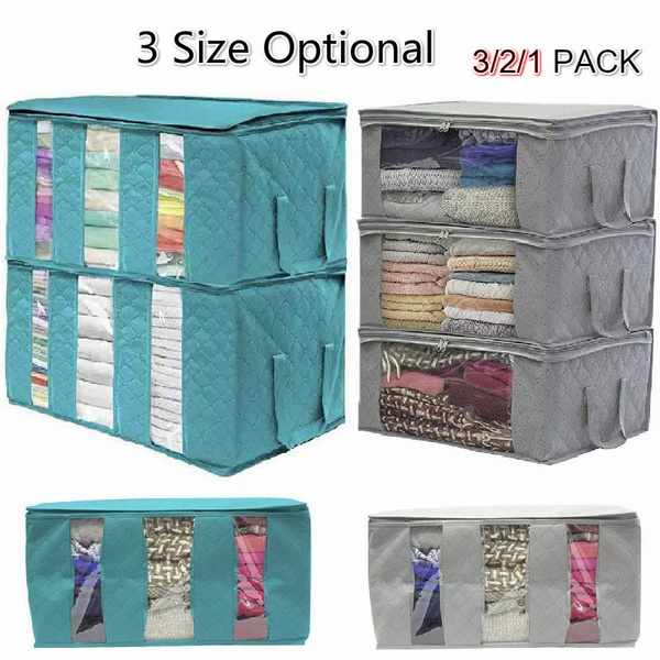 3/2/1 PCS NonWoven Folding Storage Box Quilt Storage Bag Wardrobe
