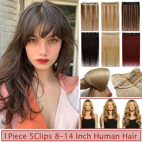 15 Colors 8-14 Inch ONE Piece 5 Clips In Human Remy Hair Extensions Long  Straight Hairpiece Thick Silky Soft Real Hair Extensions | Wish