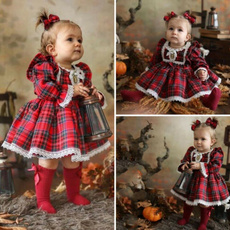 babychristmasoutfit, plaid, Lace, Baby Girl