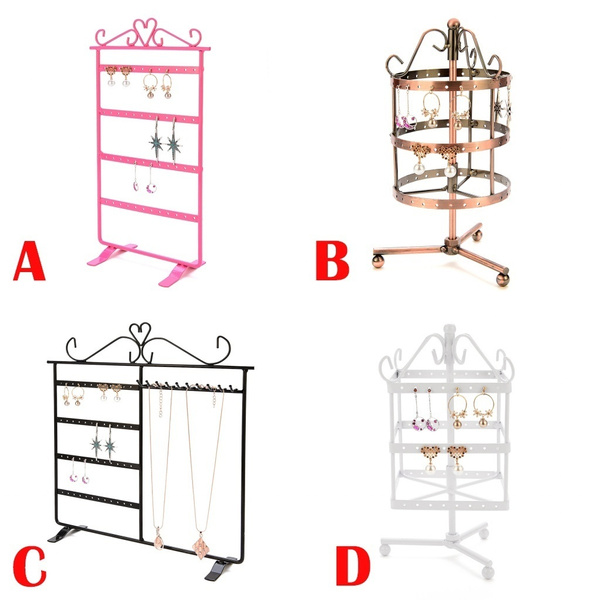 Jewelry Rack Revolving Earring Rack Iron Jewelry Display Rack Three ...