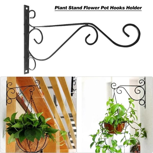Plant Bracket Hanger Wall Iron Basket Hook Home Garden Flower Holder Pot Decor 