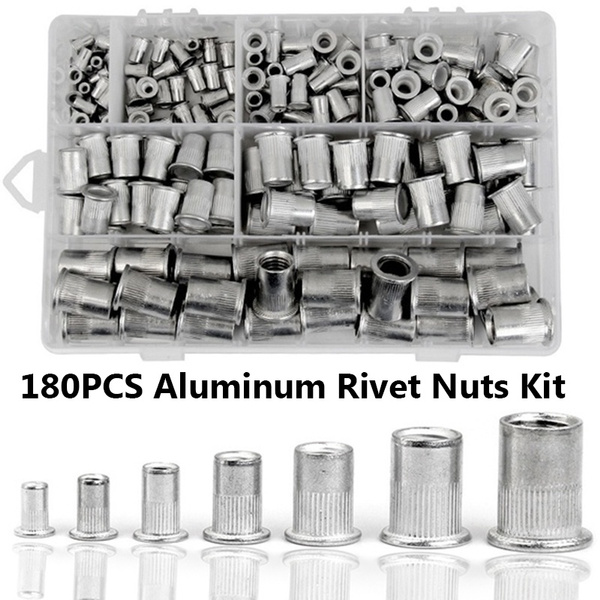 180PCS Threaded Rivet Nuts Assortment Kit Aluminum Rivet Nuts Kit M3/M4