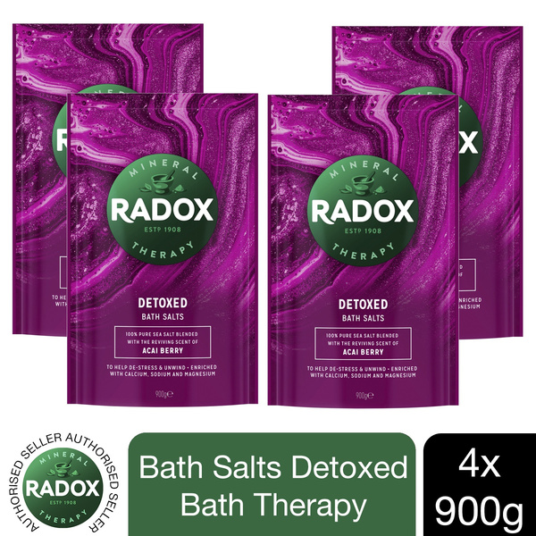 Radox Bath Salts Detoxed Bath Therapy, Acai Berry, 4 or 6 Packs of 900gm Wish