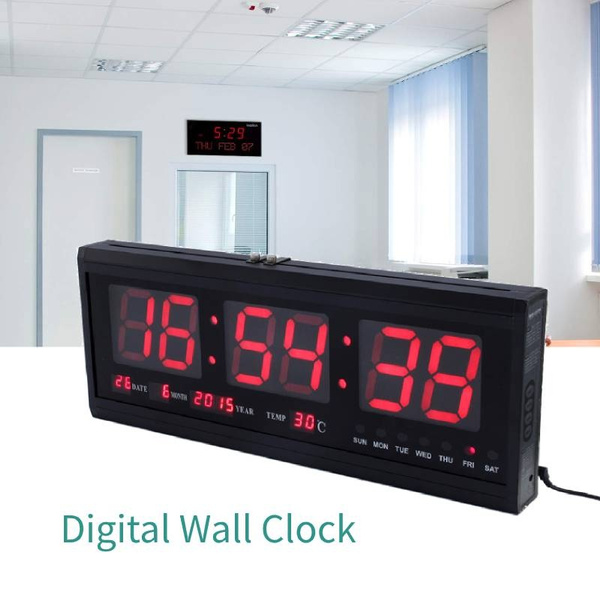 Big Digital Led Calendar Clock With Day And Date Desk Table Clocks Or Wall Mount Wish - Led Wall Mount Digital Clock