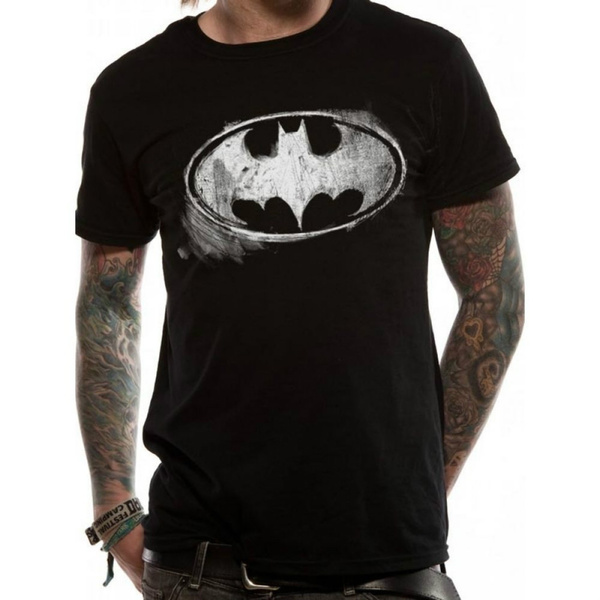 Men s Limited Edition Batman logo Mono distressed T shirt black