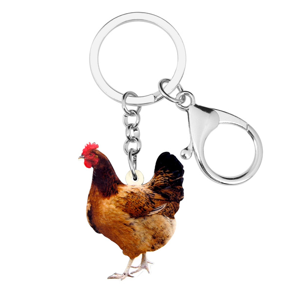 Acrylic High Chicken Keychain Nice Rooster Women Jewelry Bag Keyring Mens cute 
