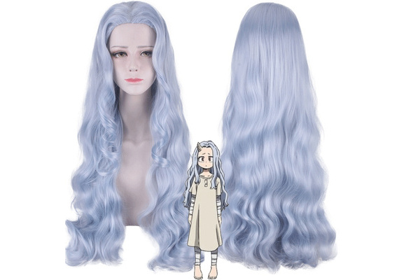 My Hero Academia Eri grey blue Cosplay Wig long wavy heat resistant fiber wig