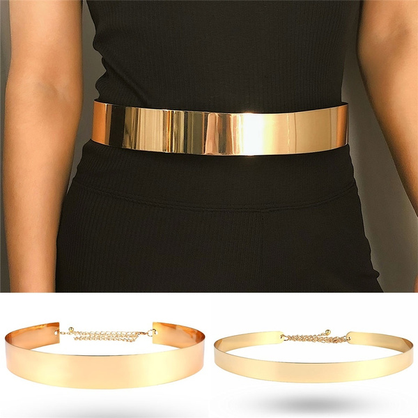 TFJ Women Fashion Fancy Belt Hip High Waist Gold Metal Chunky Chain Thick Links XS S M