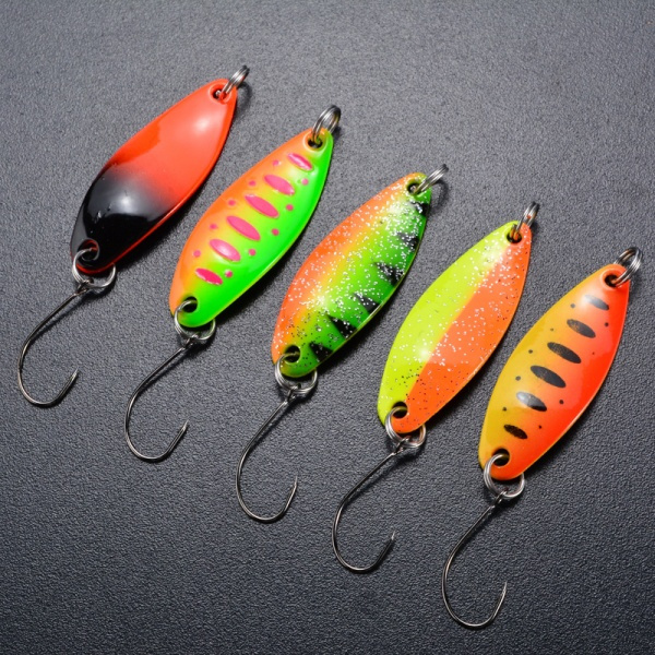 5Pcs Sequin Willow Leaves Fishing Lures Trout Blinker Hard Baits