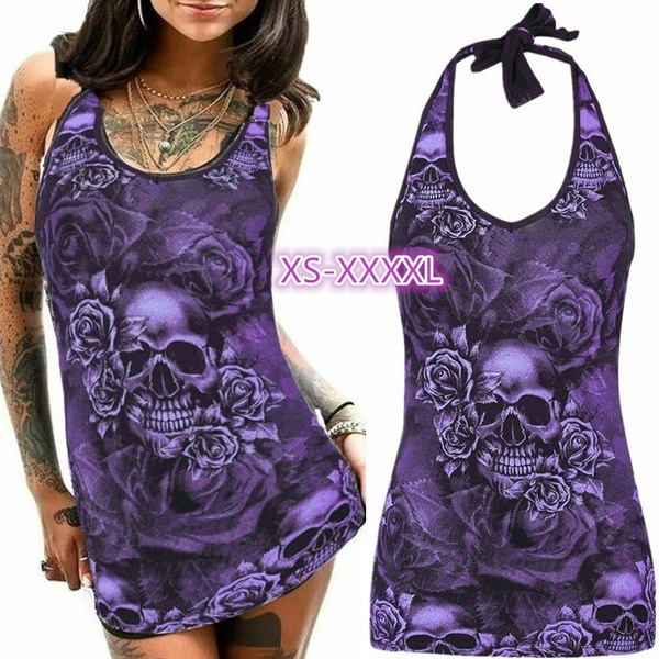 Fashion Summer Lady Skull Print Beauty Vest Halter Tank Top | Wish