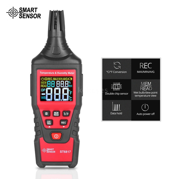 Eray SR-Y86 Digital Psychrometer Thermometer Hygrometer with Backlight,  Temperature and Humidity Reader Meter Thermo-Hygrometer with Dew P