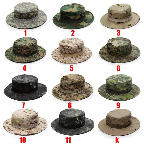Outdoor Jungle Military Camouflage Bonnie Hat Fishing Camping Barbecue Cap  Mountain Climbing Unisex Bucket Hats