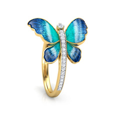 butterfly, yellow gold, Moda, wedding ring