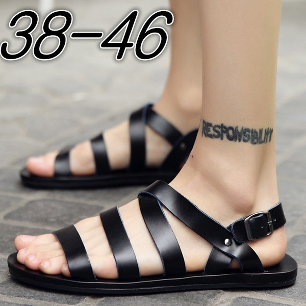 Leather gladiator sandals - Men | MANGO OUTLET USA