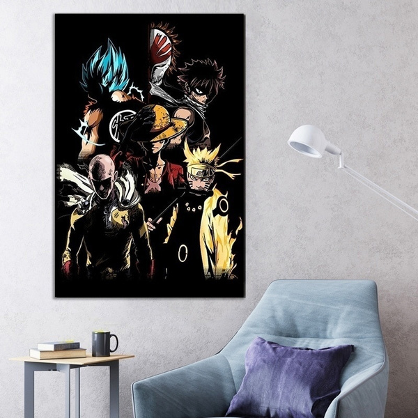 1 Piece Animation Cartoon Characters Poster Goku Naruto Luffy Bleach One Punch Man Canvas Paintings Wall Art Picture For Living Room Bedroom Home Decor No Frame Oil Painting Wish
