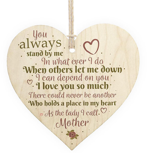 Mother Love You Wooden Hanging Heart Mothers Day Birthday Cute Mum Gift From Daughter Sign Wish