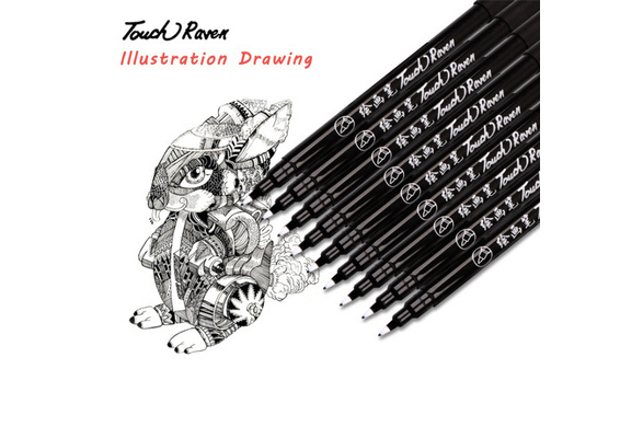 2 Pieces Drawing Pen Fiber Illustration Pen Simple Black Pen