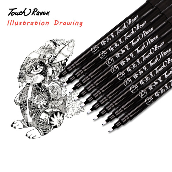 2 Pieces Drawing Pen Fiber Illustration Pen Simple Black Pen