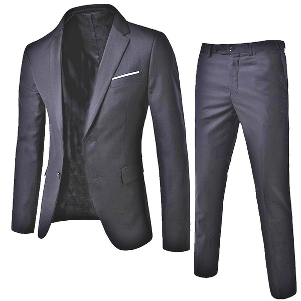 2 Pieces Blazer& Pants Set Luxury Costume Homme Men Business Formal ...