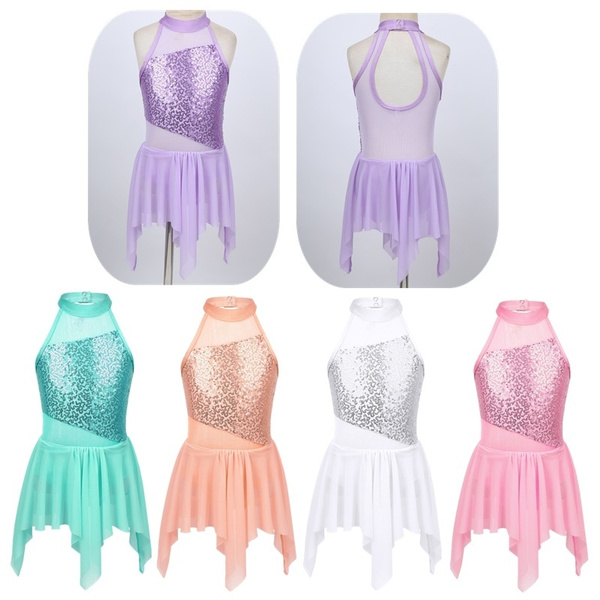 Enfants Filles lyrique Costume Robe Brillant Paillettes contemporain Ballroom Dance Dress