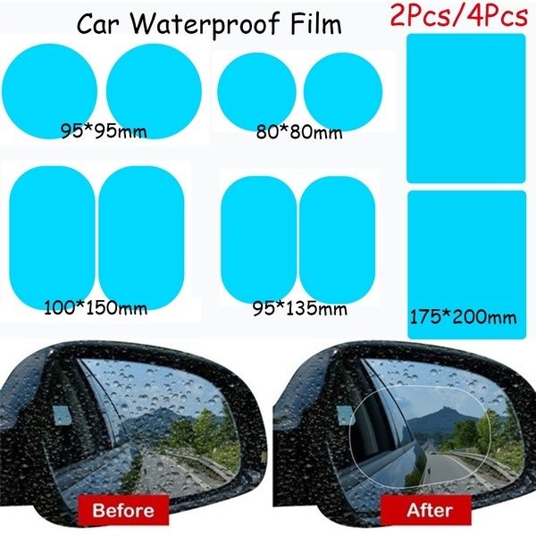 4pcs Car Rearview Mirror Sticker Film Waterproof Anti-Fog Rain-Proof Window Film 