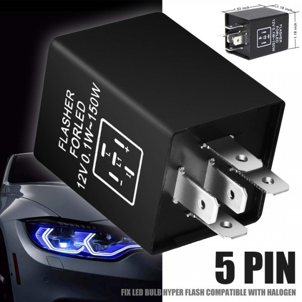 12V 5Pin EP27 Electronic Flasher Relay Fix LED Turn Signal Hyper Flash ...