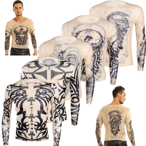 fake tattoo long sleeve shirt