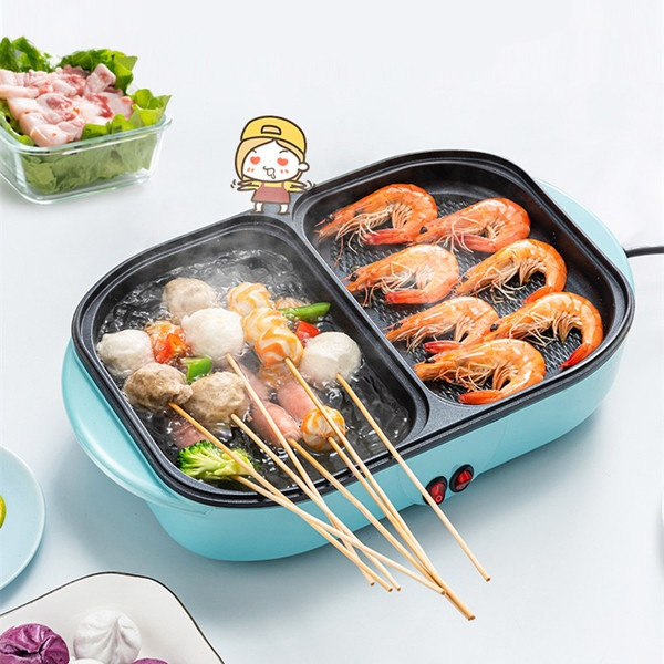 Household Personal Multi-function Mini Electric Hot Pot and Grill