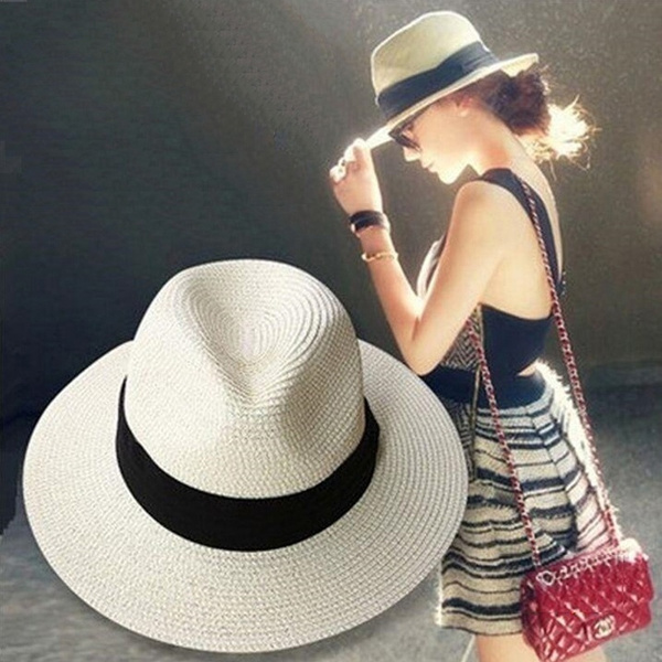 Summer Floppy Straw Beach Sun Hats For Women,Beach Headwear,Wide Brim  Panama Hat,chapeau femme paille ete,chapeu feminino