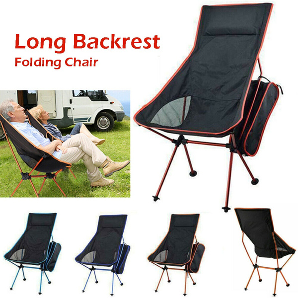 Long Backrest Lightweight Chair Folding Chair Camping Chair Portable  Outdoor Fishing BBQ Seat