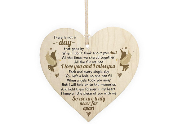 Wooden Hanging Memorial Heart Plaque Love Heart DAD have you back Sign Memorial Birthday Gift Grave #1145