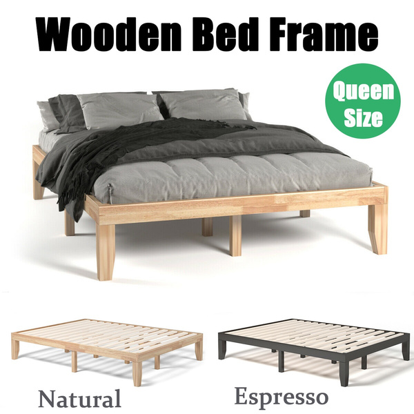Queen Size 14 Wooden Bed Frame, Espresso Wood Bed Frame Queen