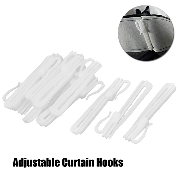 Uxcell Adjustable Depth Pinch Pleat Curtain Hooks - Plastic Locking Hooks (White, Multiple Sizes Available)