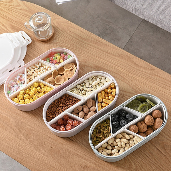 Travelwant Candy and Nut Serving Container, Appetizer Tray with  Lid,Compartment Round Plastic Food Storage Lunch Organizer, Divided  Christmas Keto