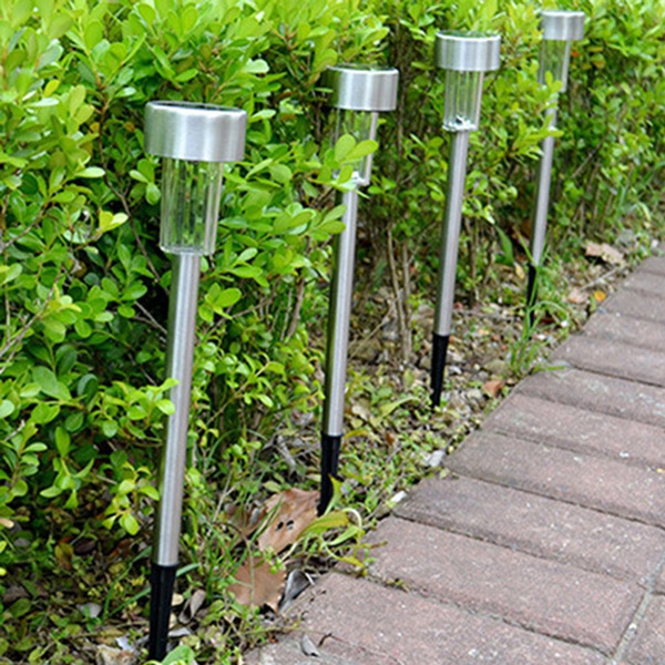 Solar Stainless Steel Case Outdoor Waterproof LED Plug Lawn Lamp Landscape Lig#^ 