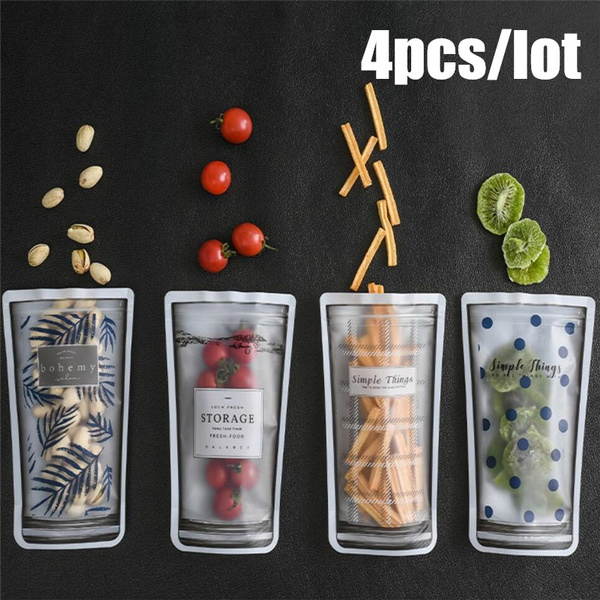 4 Pcs/pack Mason Jar Zipper Smell Proof Bags Reusable Snack Saver Leakproof Food Sandwich