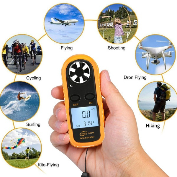 SMART SENSOR Portable Handheld Anemometer High Precision Speed