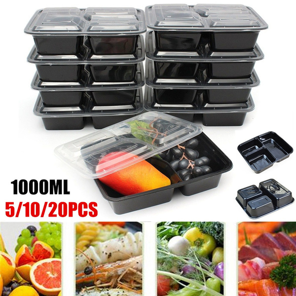 Meal Prep Containers 3-Compartment Lunch Boxes Food Storage with
