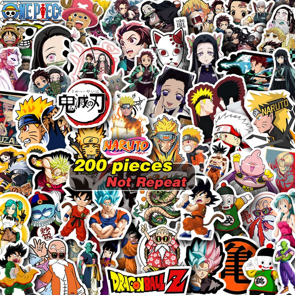 0pcs Dragon Ball Naruto ナルト One Piece ワンピース My Hero Academia Demon Slayer Japanese Anime Diy Waterproof Sticker For Luggage Computer Mobile Phone Skateboard Guitar Refrigerator Sticker Wish