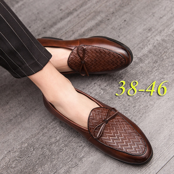 Details about   Men's Dress Fomal Faux Leather Shoes Pointy Toe Oxfords Slip on Party Tassels L