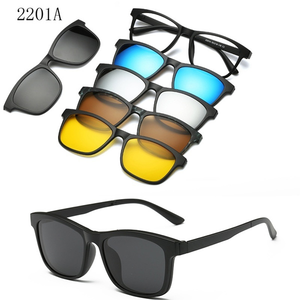 5 lens magnet glasses clip on sunglasses Mens UV400 Polarized
