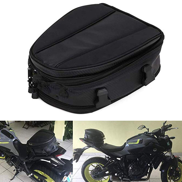 Motorcycle Tail Bag Waterproof Luggage Bag Seat Bag Motorbike Saddle Bags  Multifunctional PU Leather Bike Bag Sport Backpack, 15 Liters