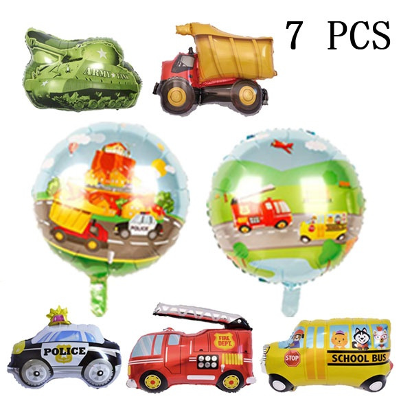 7 PCS Construction Truck Party Balloon Construction Theme Party ...