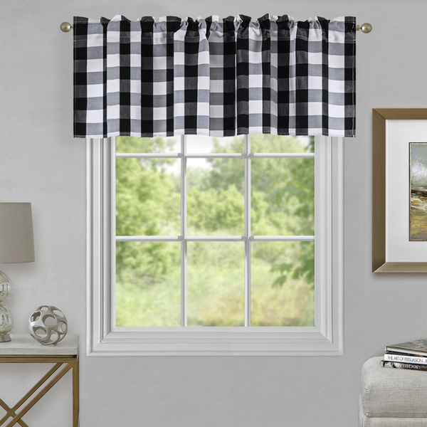 Cystyl Buffalo Check Plaid Valances White And Black Farmhouse Window Treatment Curtains For Kitchen Living Room 52 X 18 Black And White Wish