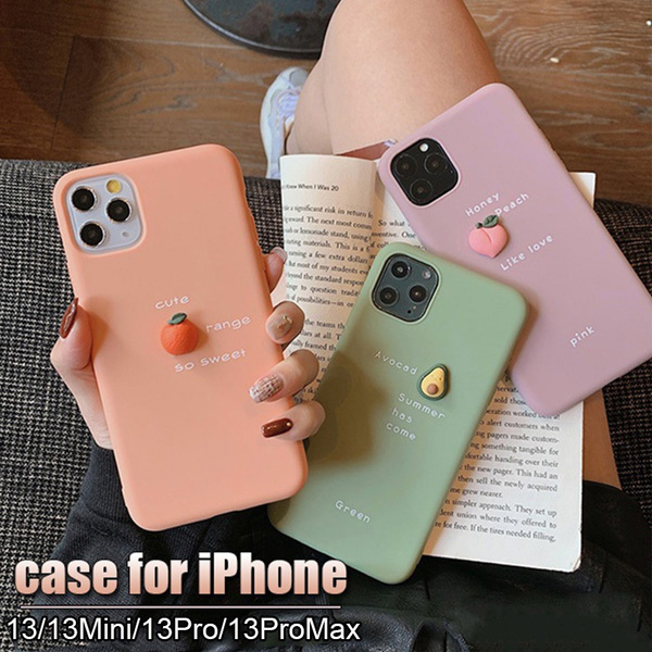 Nice silicone phone cases avocado peach orange fruits cactus for