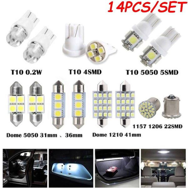 14Pcs LED Light Interior Package Map Dome License Plate Indicator Bulb Lamps Kit 