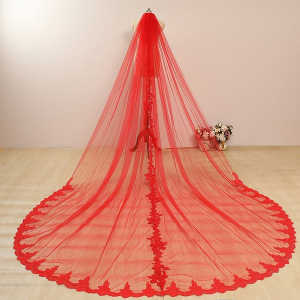 Red wedding store veils sale