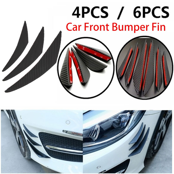 4/6PCS Universal ABS Carbon Fiber Style Car Front Bumper Fins Lip Canards  Splitter Trim Kit Car Body Kits Front Bumper Fin Splitter Spoiler Canard