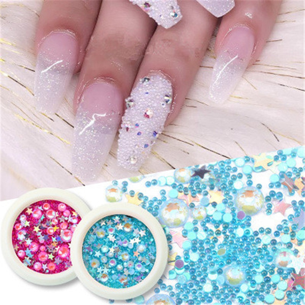 Mixed Nail Design Flame Rainbow Nail Crystal Rhinestones Nail Decor Stone